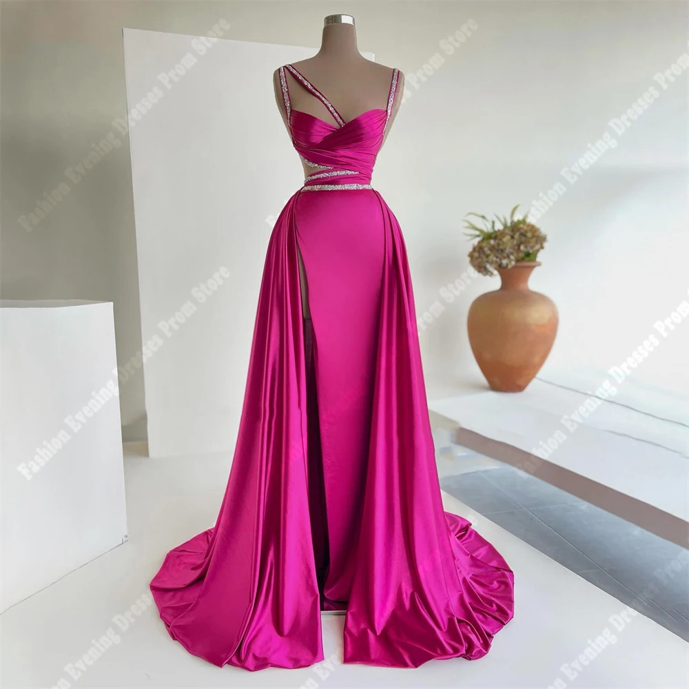 Sexy Simple Women Prom Dresses Beautiful Mermaid Sleeveless Princess Evening Gowns With Detachable Tail Fashion Celebrity Party