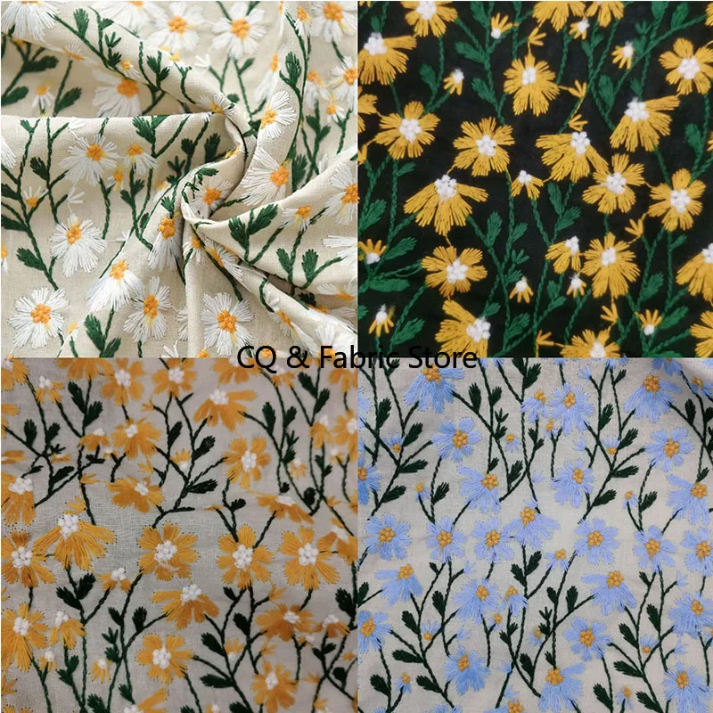 

Хлопковая кружевная ткань с цветочной вышивкой ромашки, материал «сделай сам», одежда ручной работы, скатерть, сумка, аксессуары