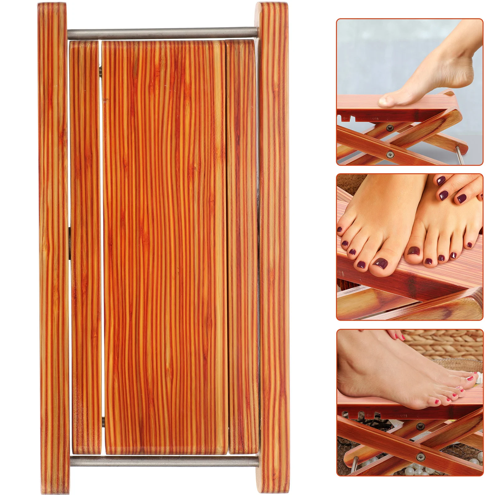 

Household Bamboo Pedicure Foot Stool Anti-Skid Practical Footrest Pedicure Foot Platform Training Personal Home