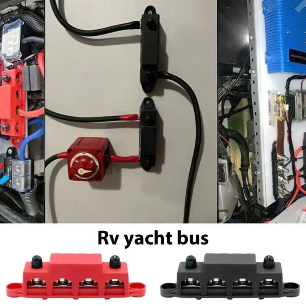 

4 Studs Power Distribution Blocks High Current Wear-Resistant Terminal Screw Bus Bar M8 M10 Protective Cover Screws Terminals