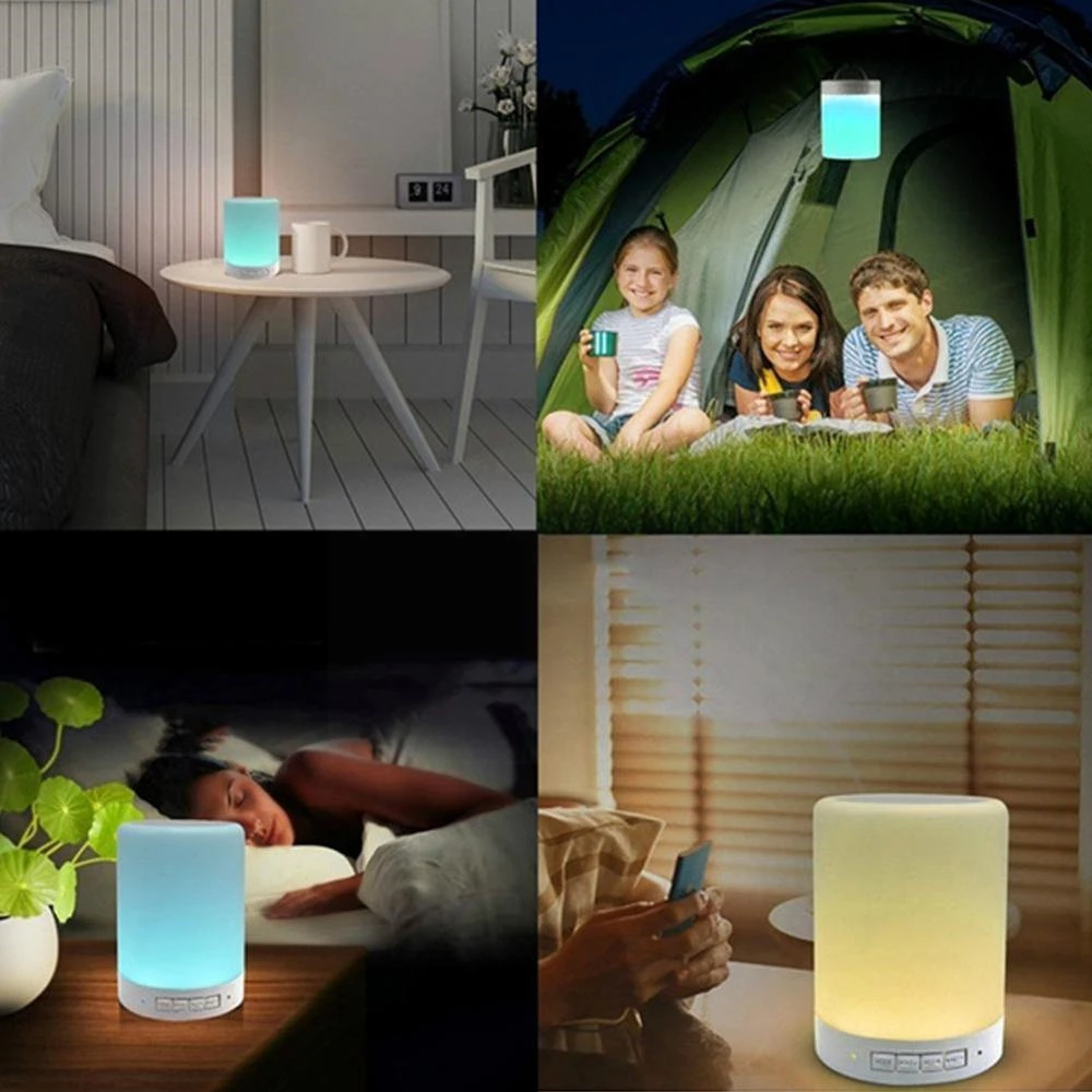 New Mini Portable Colorful LED Night Light Bluetooth 4.2 Speaker Wireless Stereo Music Player Touch Desk Lamp Built-in Mic