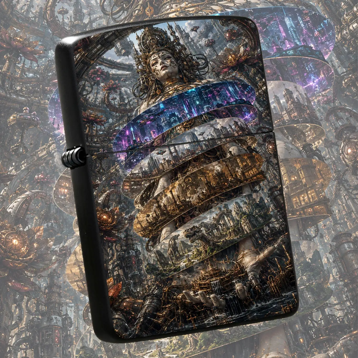 Creative Cyber Space Goddess Pattern Lighter, Featuring Layered Epochs Fantasy Art Design, Stylish Unique Decor Accessory, Suitable For All Daily Scenarios, Ideal As Distinctive Gift For Friends And Hobbyists To Collect A Humorous And Inter