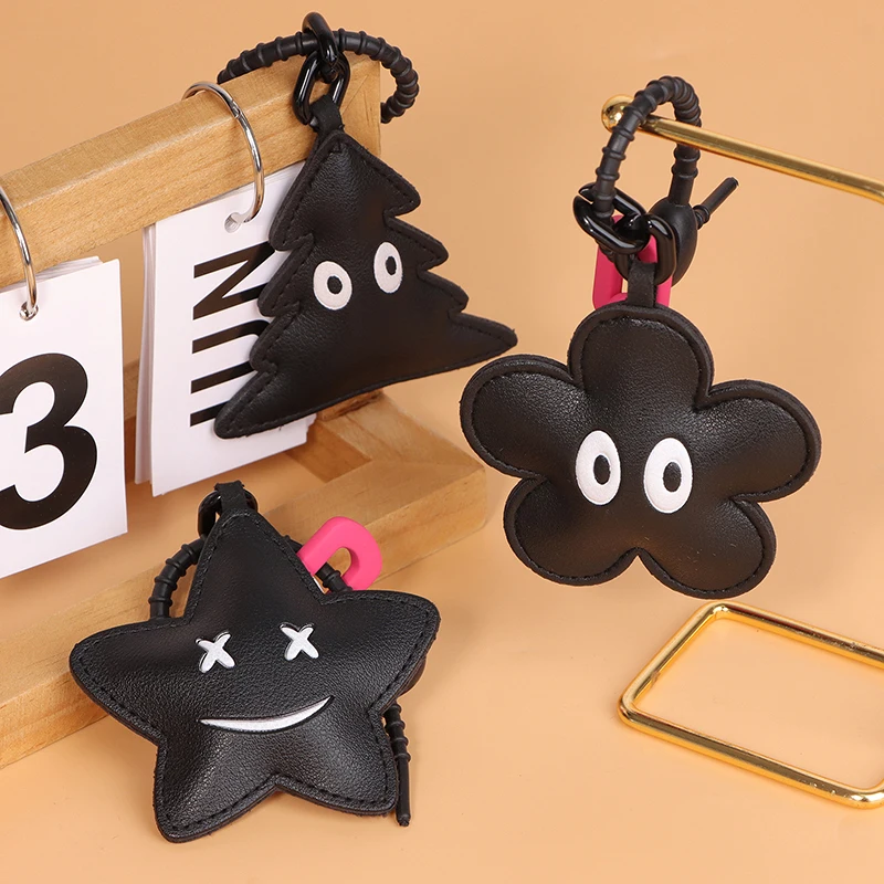 Ins Keychain Leather Handmade Small Flowers Eyes Bag Charm Backpack Hanging Decor Bags Pendant Accessories