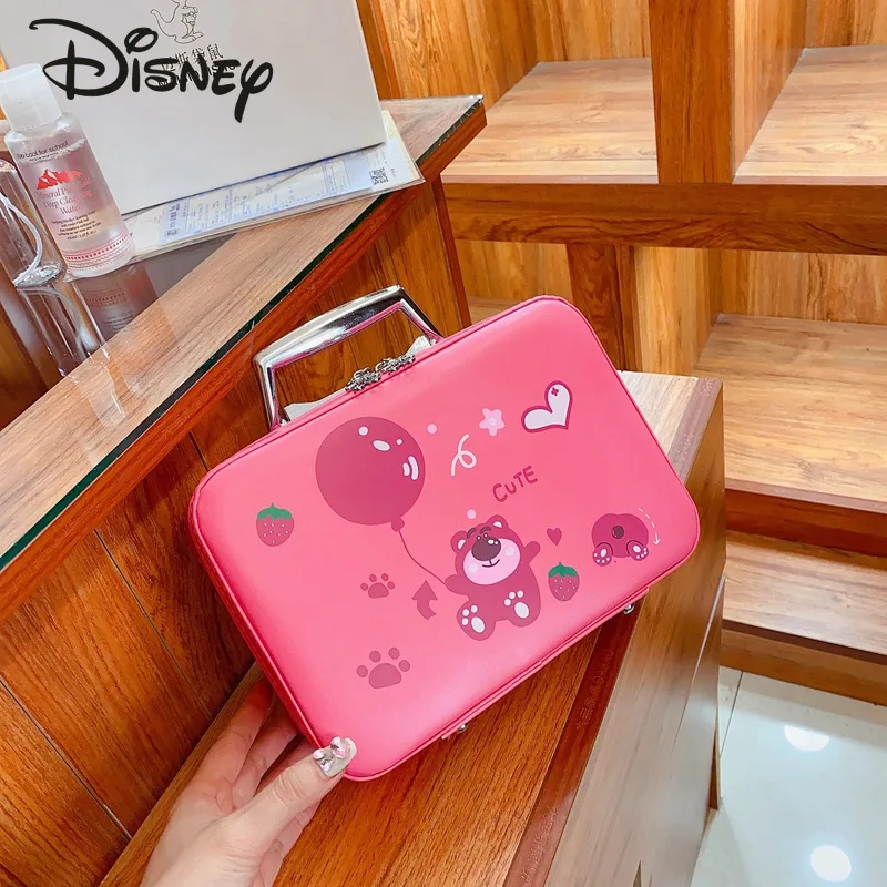 Disney 2023 New Makeup Bag Fashion High Quality Waterproof Makeup Case Cartoon Large Capacity Portable Storage Box with Mirror