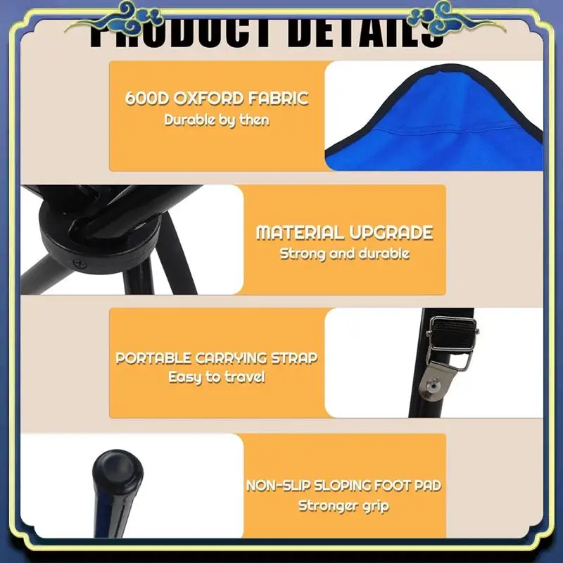 

Latest Portable Folding Camping Stool, Tripod Seat, Folding Camping Chair, Outdoor Travel Medium Chair For Picnic Garden Lawn