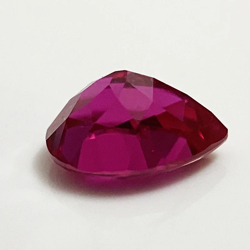 

L-Lab Grown Ruby Pear Cut Rubellite Color Hydrothermal Gemstone For Jewelry Setting&Custom Design Selectable AGL Certificate
