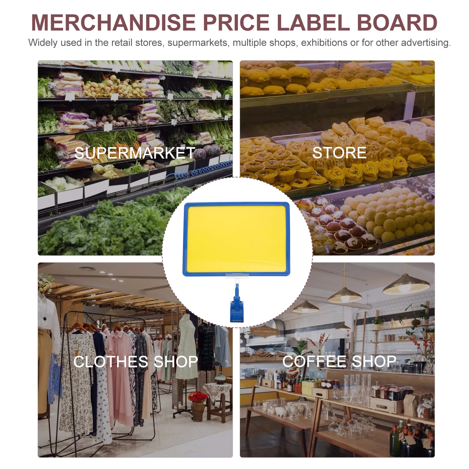 

1Set A4 Price Tag Board Clip Supermarket Retail Label Holder Marketing Sign Stand Merchandise Display Clip for Pricing