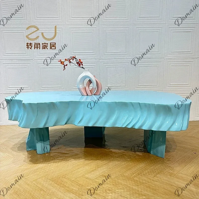 VP Zigzag Corner Glass Fiber Coffee Table Modern Irregular Creative Design for Villa Living Room