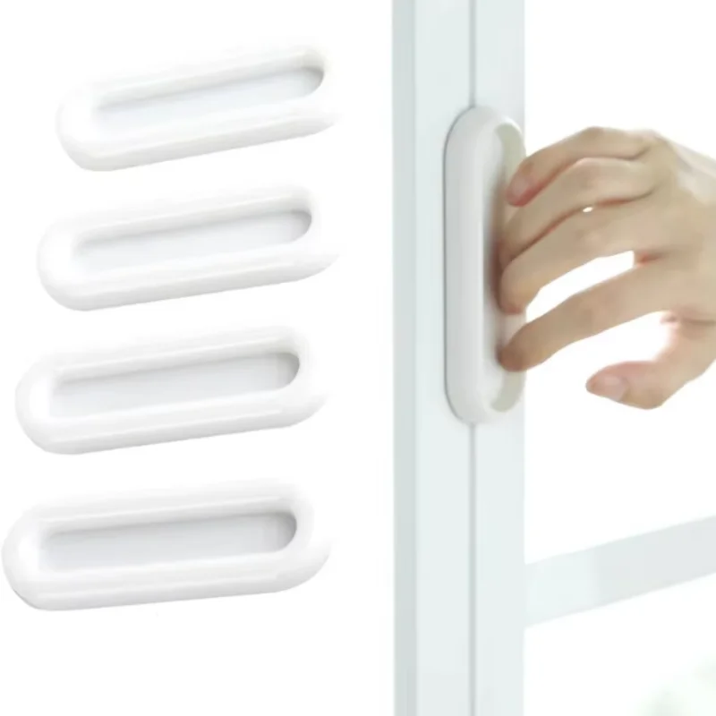 4Pcs Self-adhesive Door Knobs Oval Door Handles for Interior Doors Glass Window Cabinet Drawer Non-slip Grip Auxiliary Handles