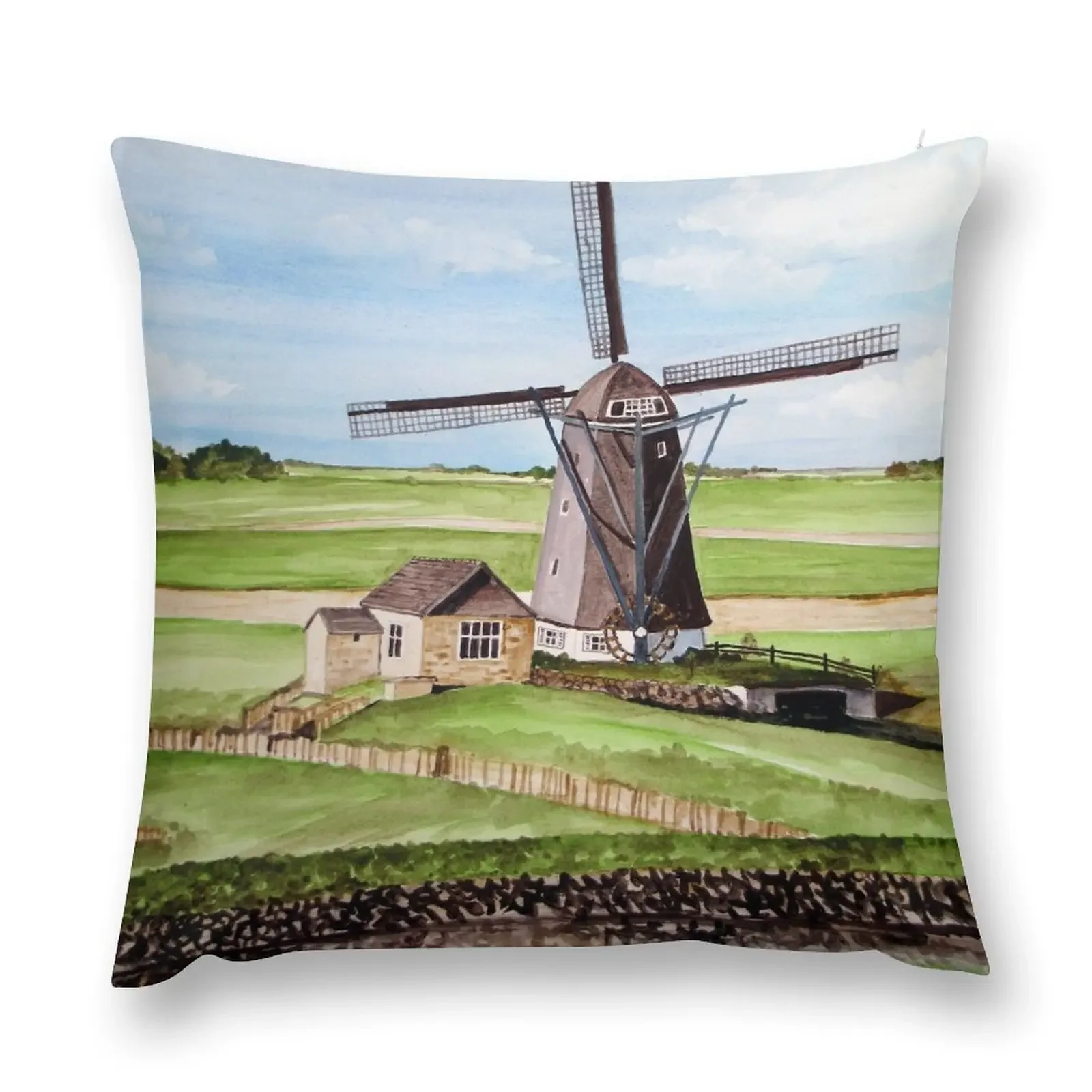 

Windmill in Texel Island, Holland Throw Pillow Sofa Cushions Covers Sofa Covers pillow