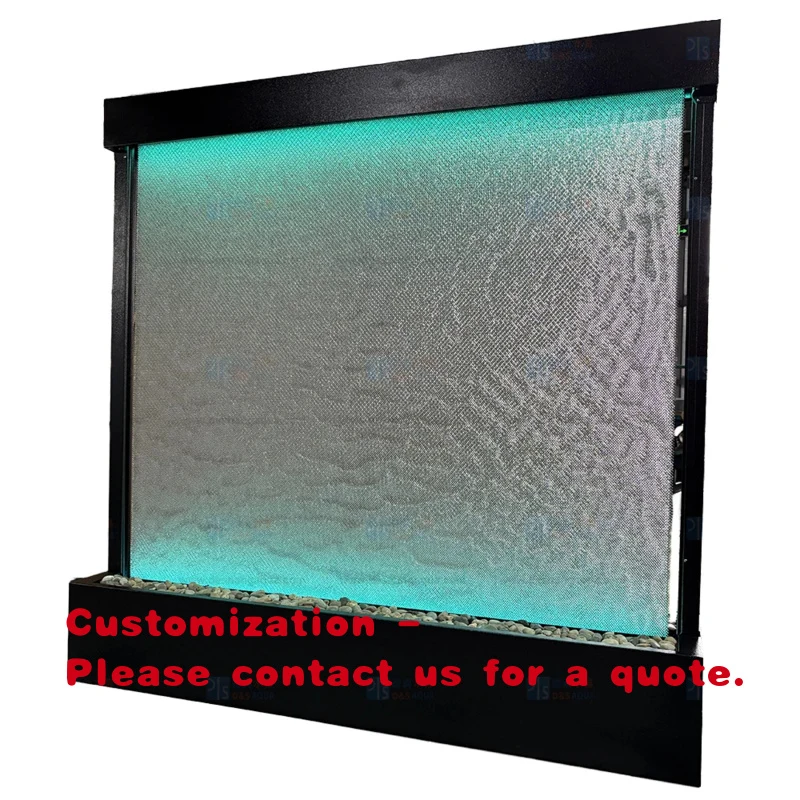 custom.LED Lighting Indoor Features Stainless Steel Mesh Waterfall Garden Floor Standing Fountain Rectangle Curtain