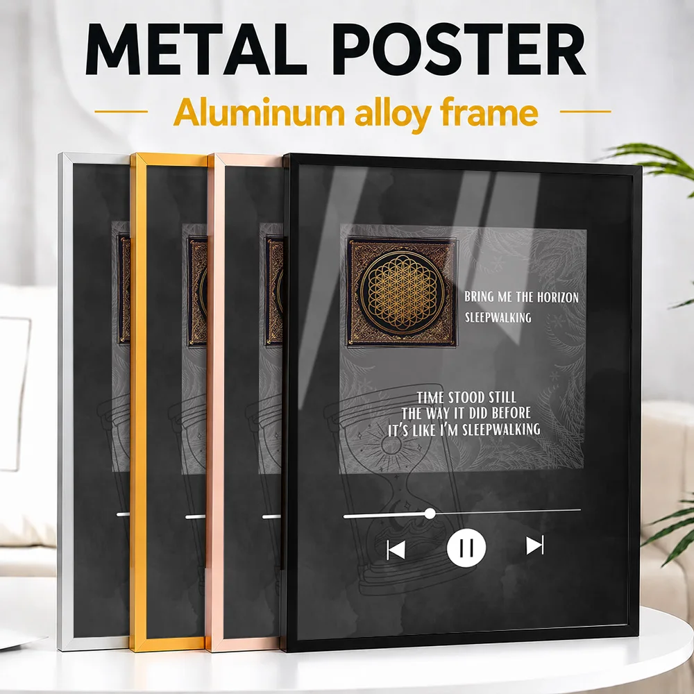 Bring Me The Horizon Song Lyrics Framed Aluminum Metal Poster Personalized Typographic Wall Art For Record Room And Home Office