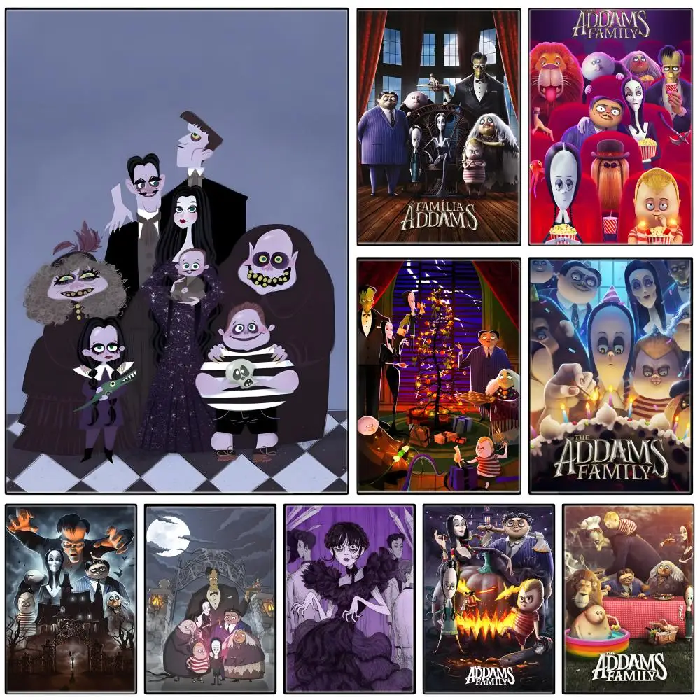 Gothic Dark Comedy T-The Addams Family Poster  Self-adhesive Art Waterproof Paper Sticker Coffee House Bar Room Wall Decor