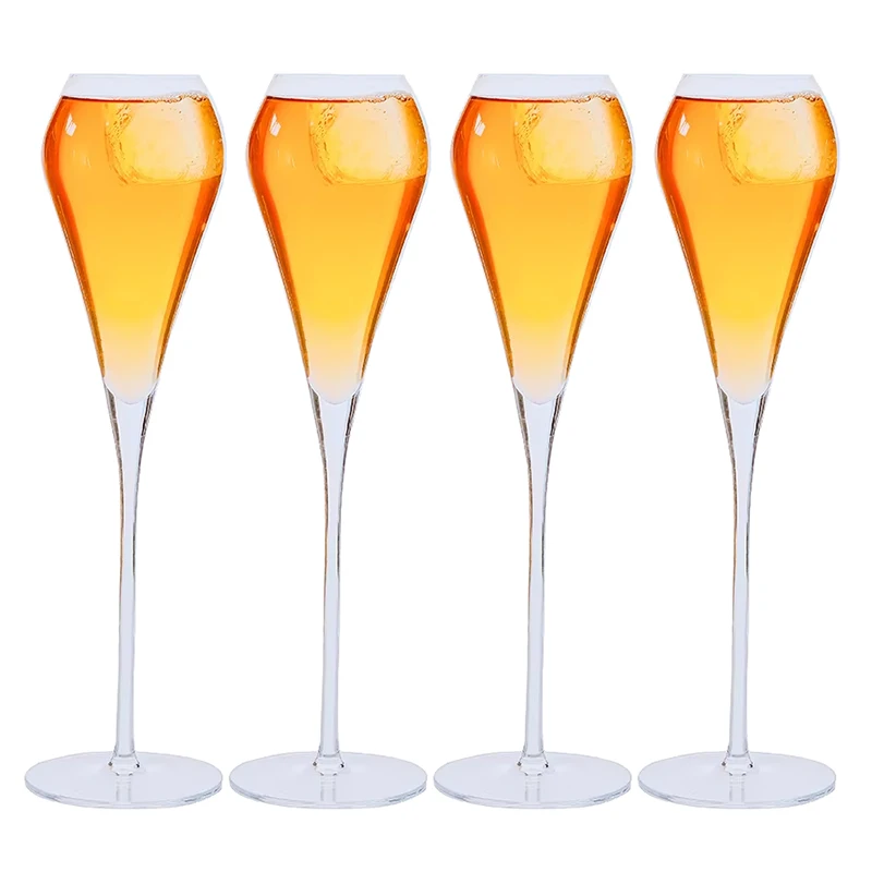 Juego de 4 copas de champán de 215 ml, copas de cóctel con diseño elegante, juego de 4 copas para vino Prosecco