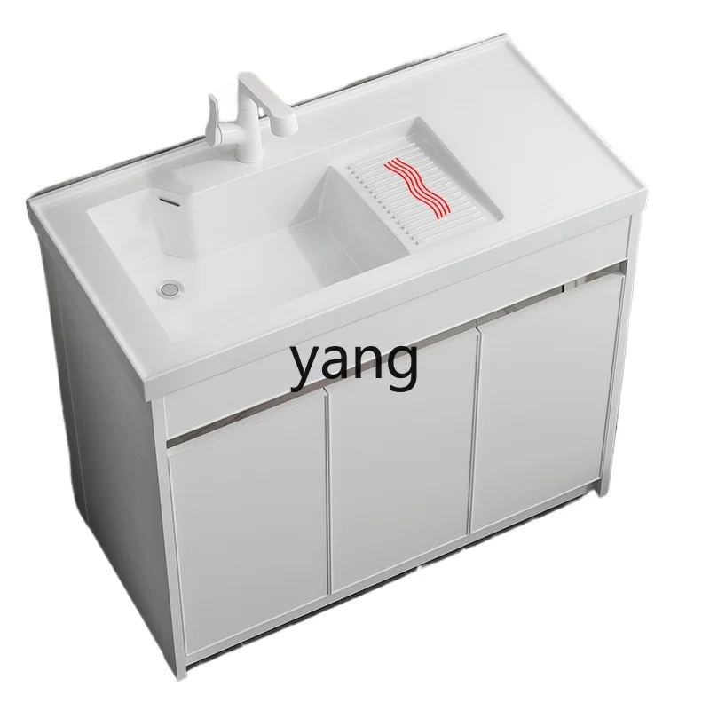 

LTT Balcony Laundry Tub Inter-Platform Basin Integrated Ceramic Wash Basin Floor Type Alumimum Wash Wardrobe