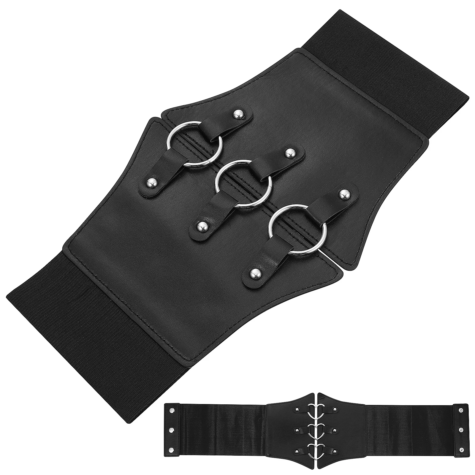 

2Pcs Dress Waist Bands for Women Wide Corset Belt Adjustable Comfortable PU Material Suitable for Daily Party Wear