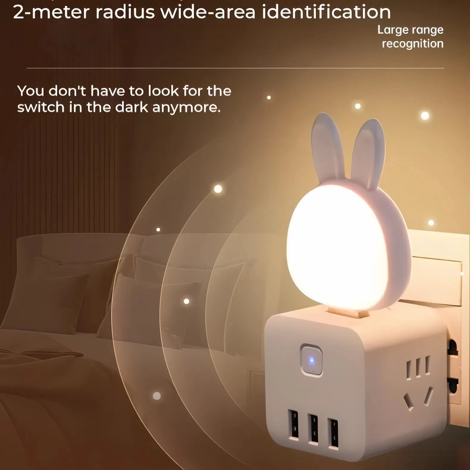 USB Night Light LED Cute Cartoon Night Lamp Rabbit Bunny Smart Voice Control for Baby Kid Bedroom Decoration Bedside Lamp