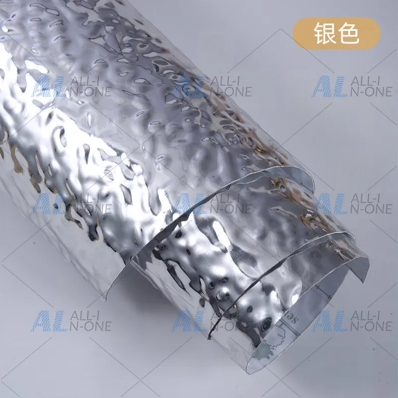 Stainless Steel-Look Water Ripple Panel Ceiling Suspension System Silver Mirror Finish Waves