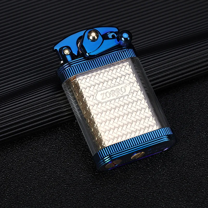 

ZORRO visible transparent oil tank one-button ejection rocker arm ignition Z781 cigarette lighter, a gift for men