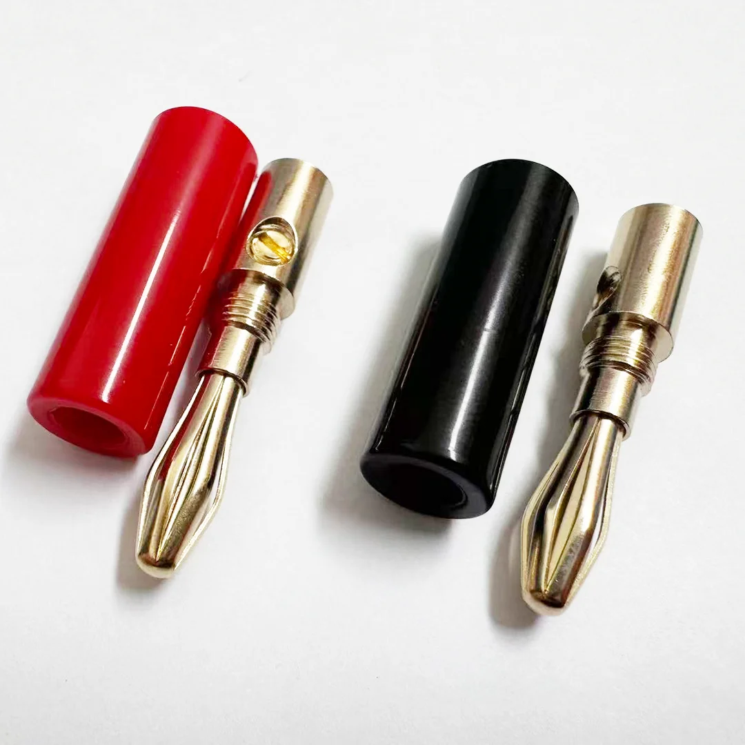 Gold Plated 4MM Soldering Free Banana Plug Audio Cable Speaker Banana Head Amplifier Speaker Cable Audio Cable Connection