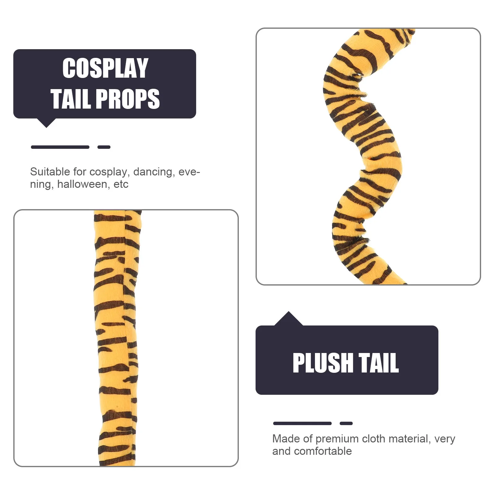 

Animal Headwear Tiger Tail Costume Accessory For Halloween Cosplay Party Masquerade Dance Reusable Fun Props