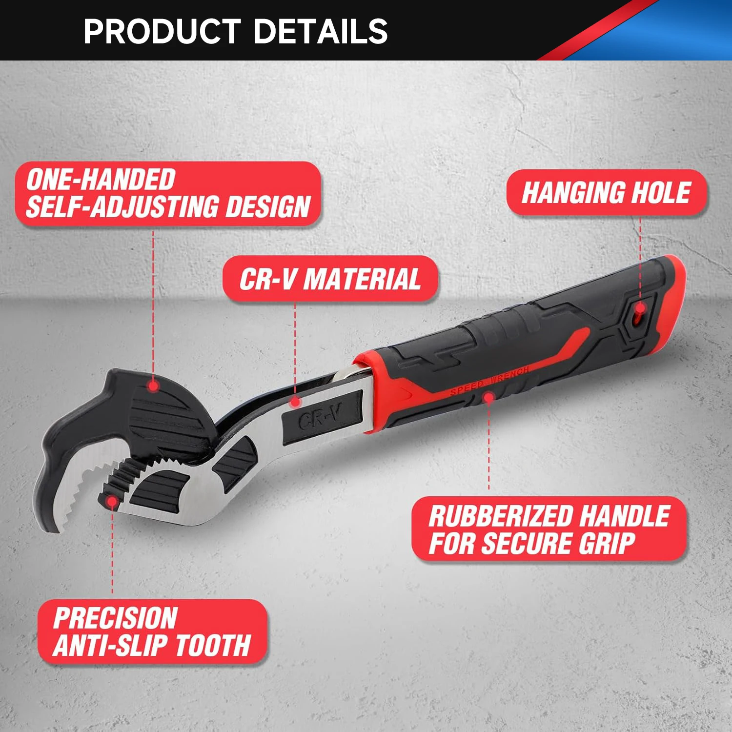 4Pcs/Set(6+8+10+12inch) Adjustable Multifunctional Self-locking Wrench Set,Cr-V Steel Multi-function Spanner Quick Plumbing Tool