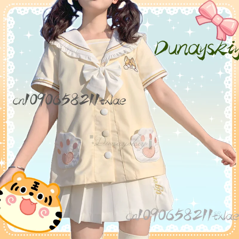 uniforme-scolaire-tigre-jk-mignon-nouveau-haut-d'ete-jupe-plissee-nœud-papillon-costume-de-marin-vetements-mignons-costume-d'halloween-pour-filles-et-femmes-y2k
