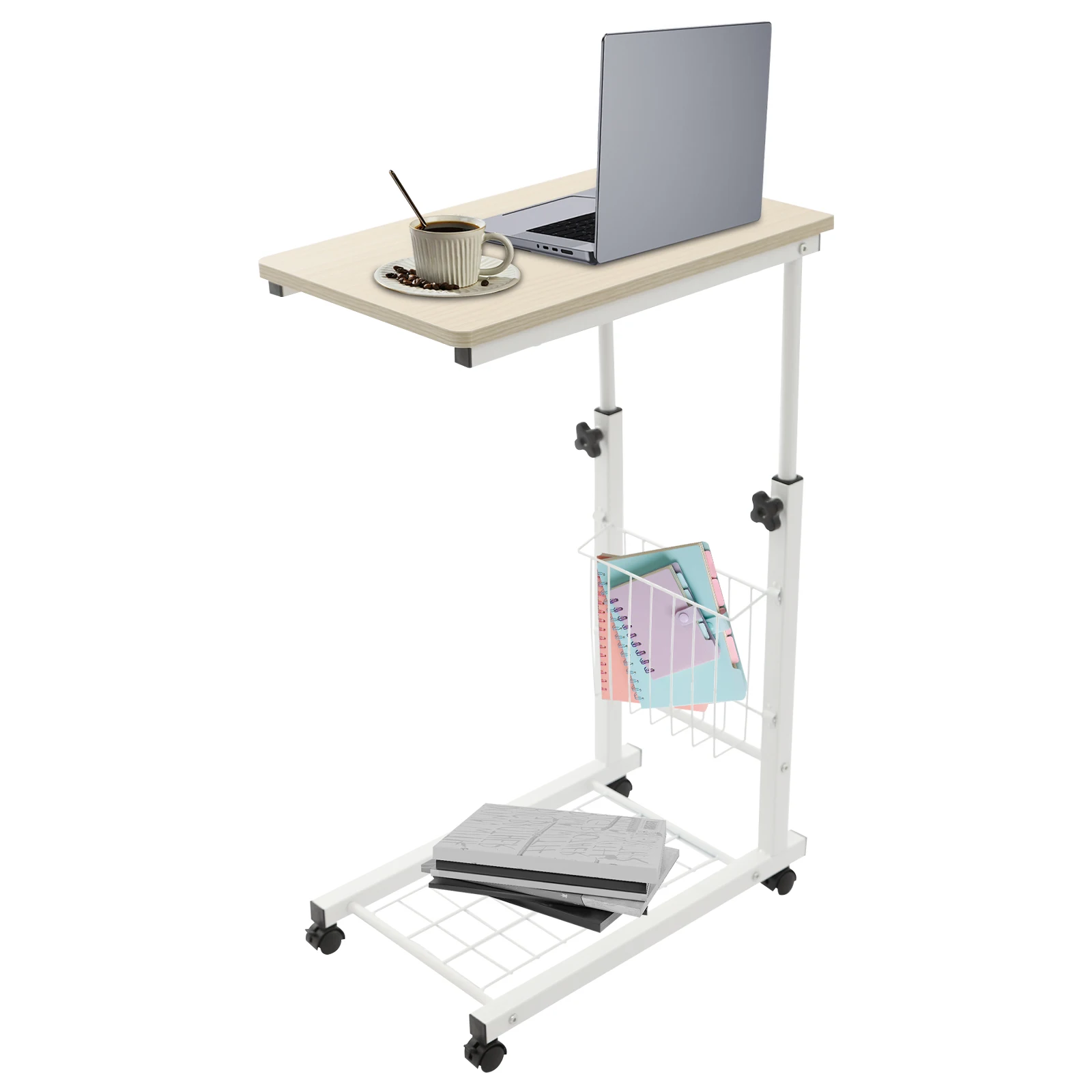 Adjustable Bed Side Table Side Table with Wheels  Mobile Standalone Table image 8