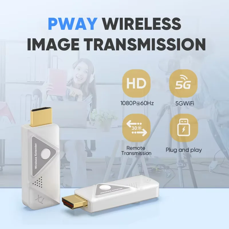Portable wireless HDMI transmitter and receiver extender plug and play 1920* 1080P@60Hz 30m for large-scale conference speeches
