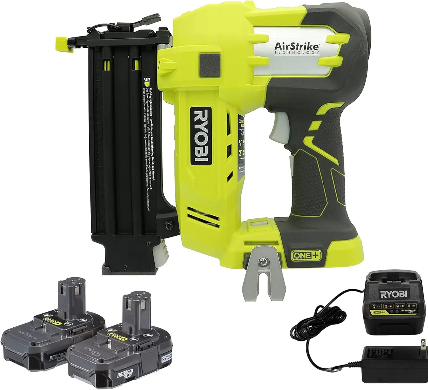 Ryobi P320 Airstrike 18 Volt One+ Lithium Ion Cordless Brad Nailer With New Batteries And Chager (Renewed)