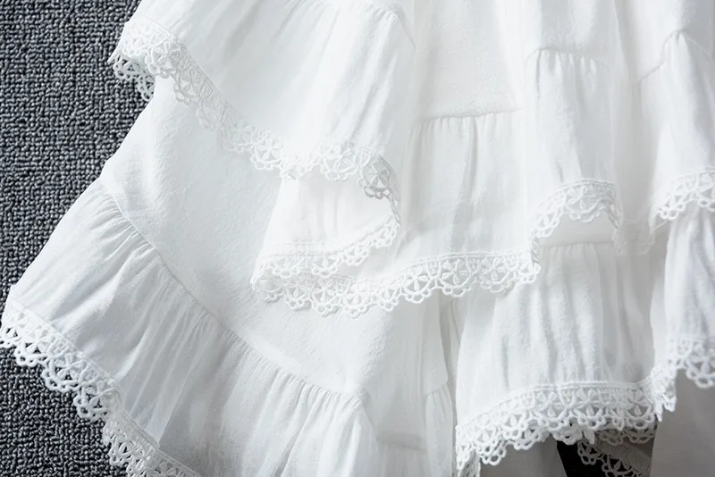Summer Irregular Lace Round Cotton Linen Mini Skirt, High Waist Short Skirts For Women 2025