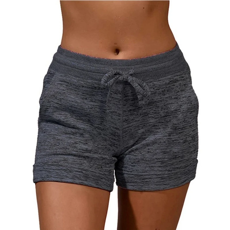 Pantalones cortos de talla grande para mujer, Shorts informales ajustados de Color puro, cintura elástica, deportivos, Fitness, S-5XL