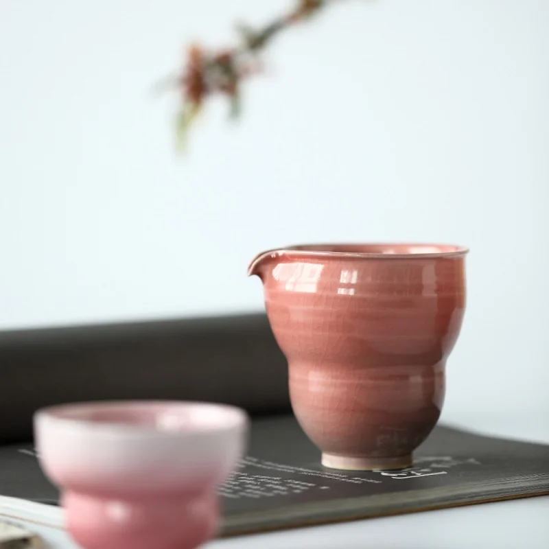 ★Mr. Qing Handmade Celadon Glaze Emerald Pink Firewood Pitcher Soda Ash Kiln Baked Ceramic Tea Serving Pot Jingdezhen