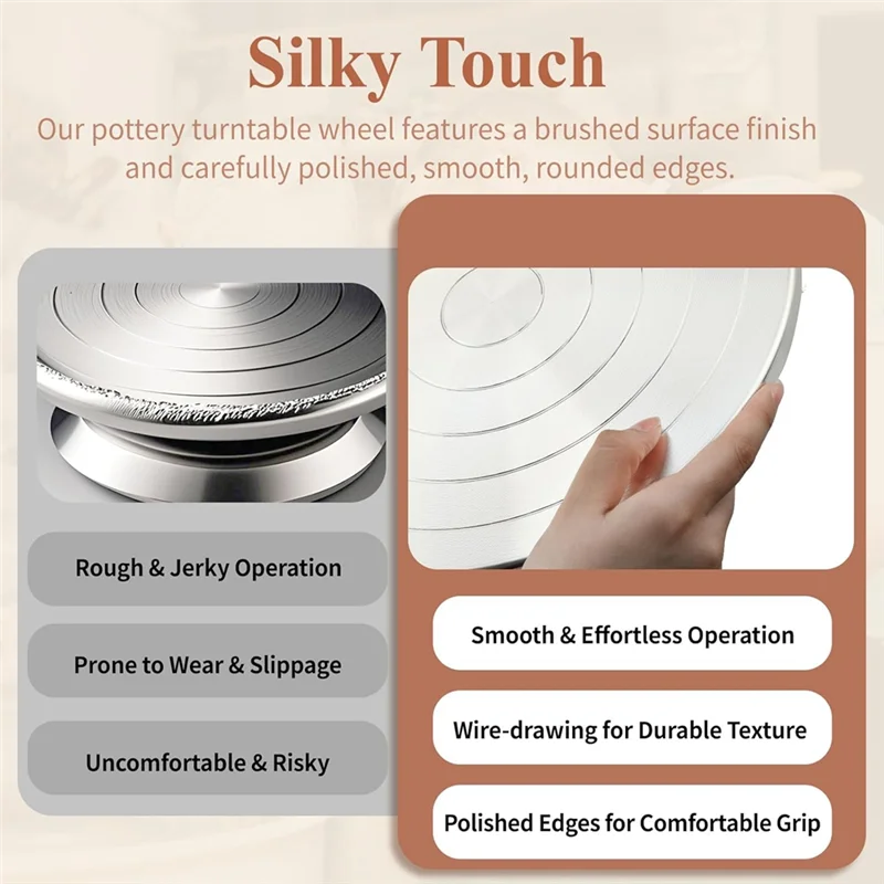 

M12K-Double-Sided 12 Inch Sculpting Wheel, Aluminium Alloy Pottery Turntable Wheel Heavy Duty Banding Wheel With Ball Bearings
