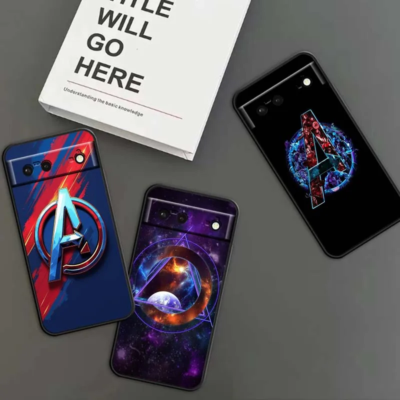 

Marvel Avengers Logo Fashion For Google Pixel 9a 9 8A 8 7 7A 6 6A Pro XL 2024 5G Black Soft TPU Silicone Cover Phone Case