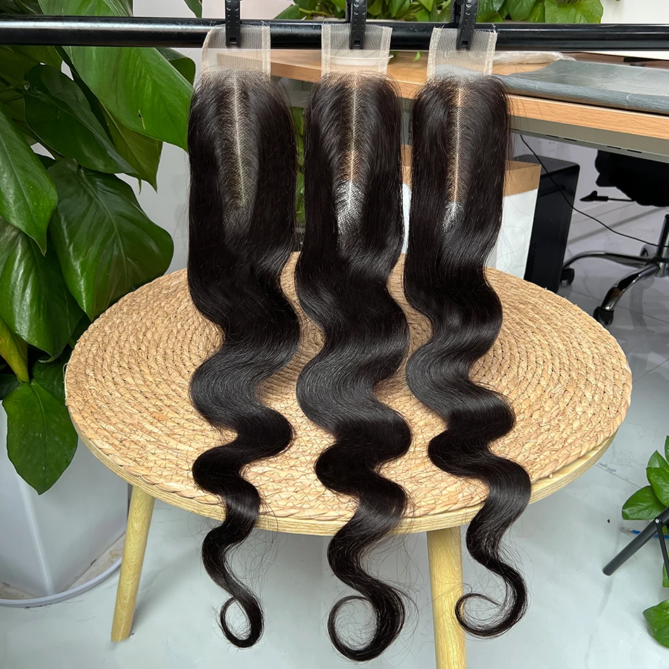 الجسم موجة 2x6 HD الدانتيل الشفاف إغلاق 100% الشعر البشري قبل قطعها ابيض عقدة الدانتيل اللون الطبيعي الخام شعر بشري لعذراء