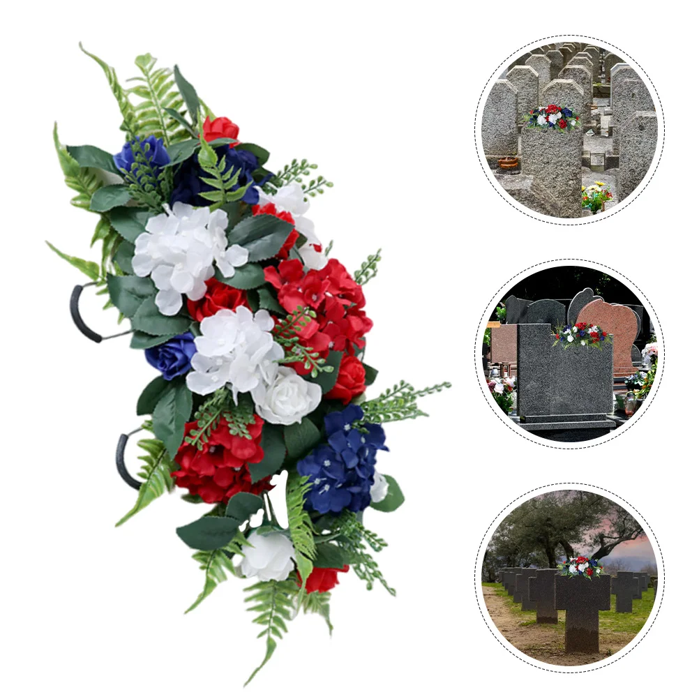 

Memorial Flowers for Graveyards Plastic Flowers for Cemetery Outdoor Headstone Decoration Red White Blue Simulation Flower