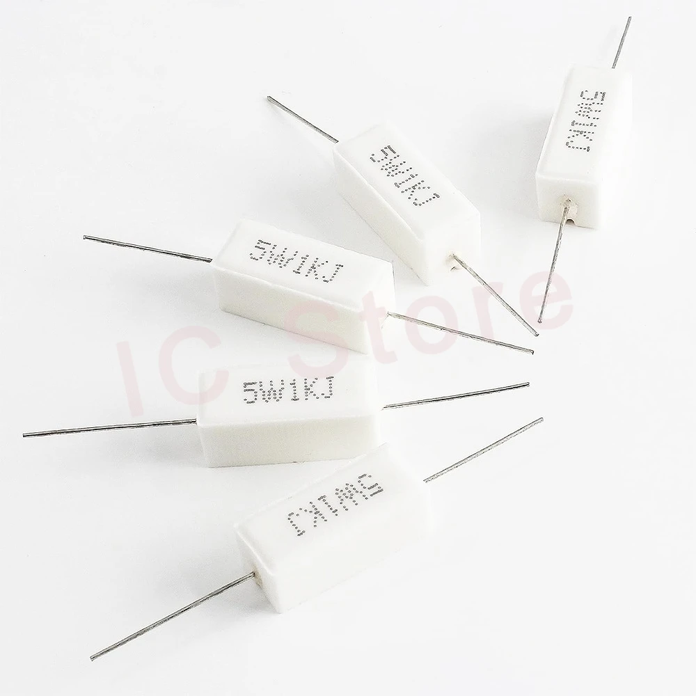 10PCS 5W Cement Resistor Power Resistance 0.01R ~ 150K 0.5R 1R 10R 100R 0.22 0.33 0.5 1 2 5 8 10 15 20 25 30 100 1K 10K Ohm image 5