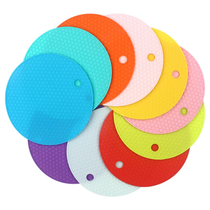 Round Heat Resistant Silicone Mat Drink Cup Placemat Kitchen Accessories Coasters Non-slip Pot Holder Table Durable Rubber Pads