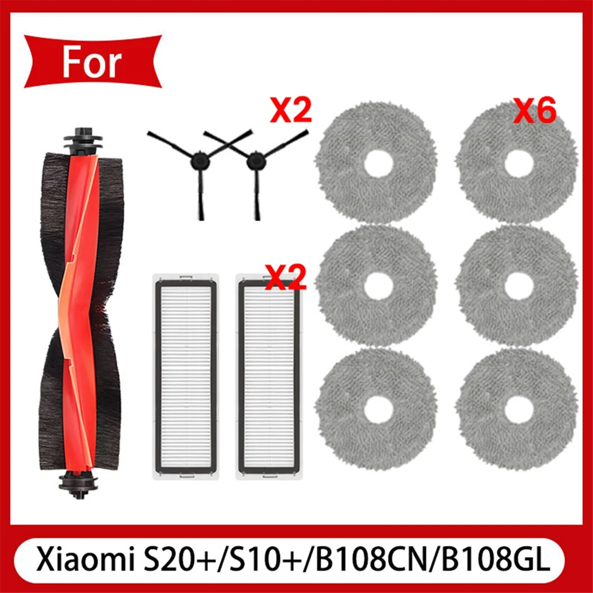 A62K For Robot Vacuum S20+ / S10 Plus / B108GL / B108CN B113CN Parts Spare Parts Filter Main Side Brush Mop