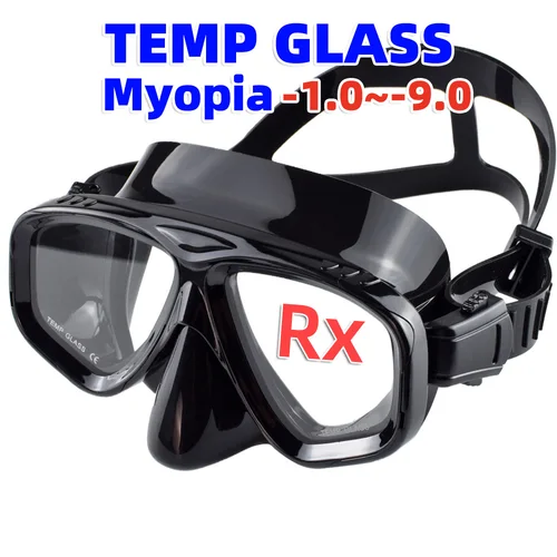 Gafas ópticas templadas para buceo, máscara de buceo para adultos, miopía, natación, lentes para miopía, falda de silicona para miopía