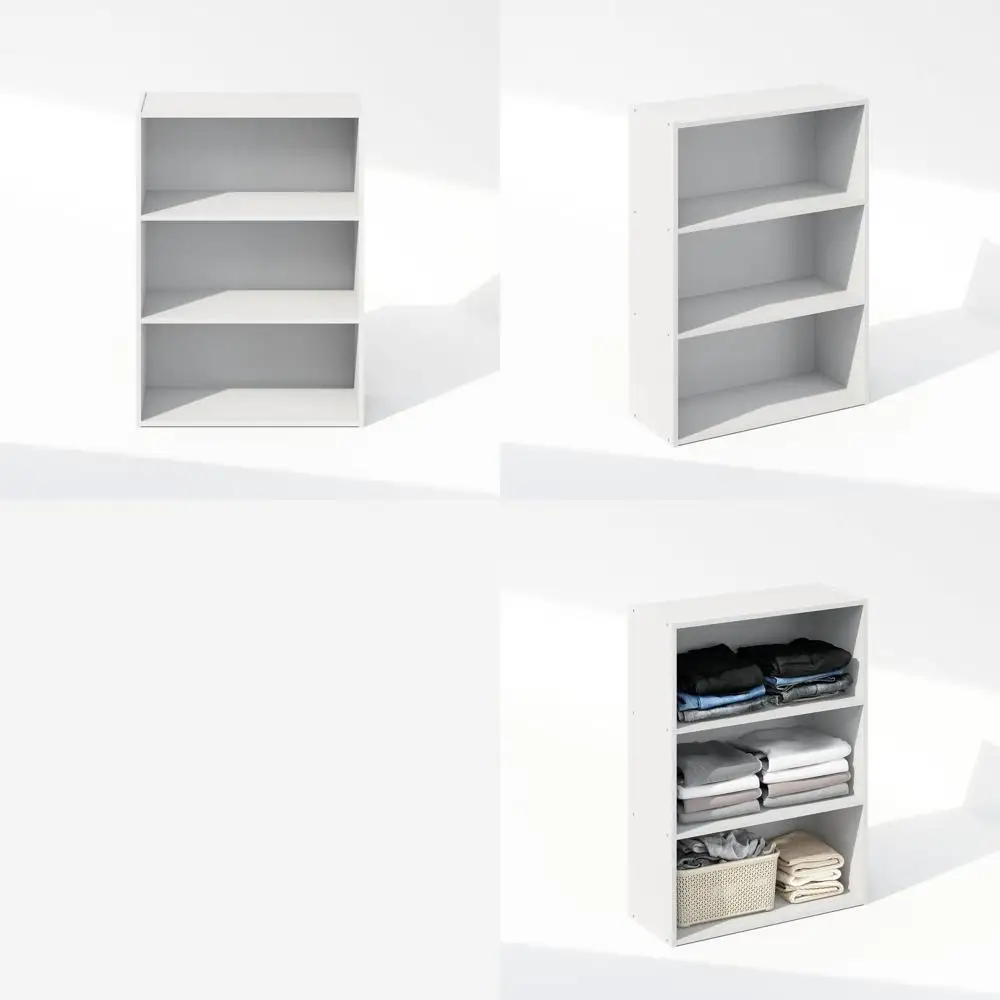 

Трехъярусный двусторонний белый органайзер для шкафа, 9.7 x 23.7 x 31.5, решение для хранения вещей в спальне и гардеробной