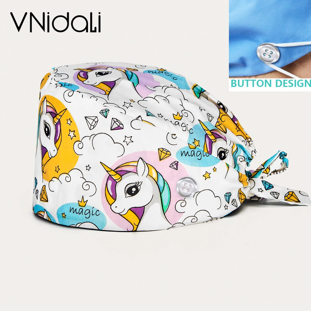 medical supplies nurse accessories nursing caps nurse hair cap surgical cap women surgery cap cartoon with button