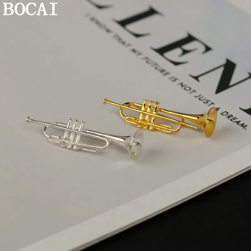 

BOCAI NEW S925 Sterling Silver Exquisite And Niche Jazz Musician Small Brooch Ladies' Gift