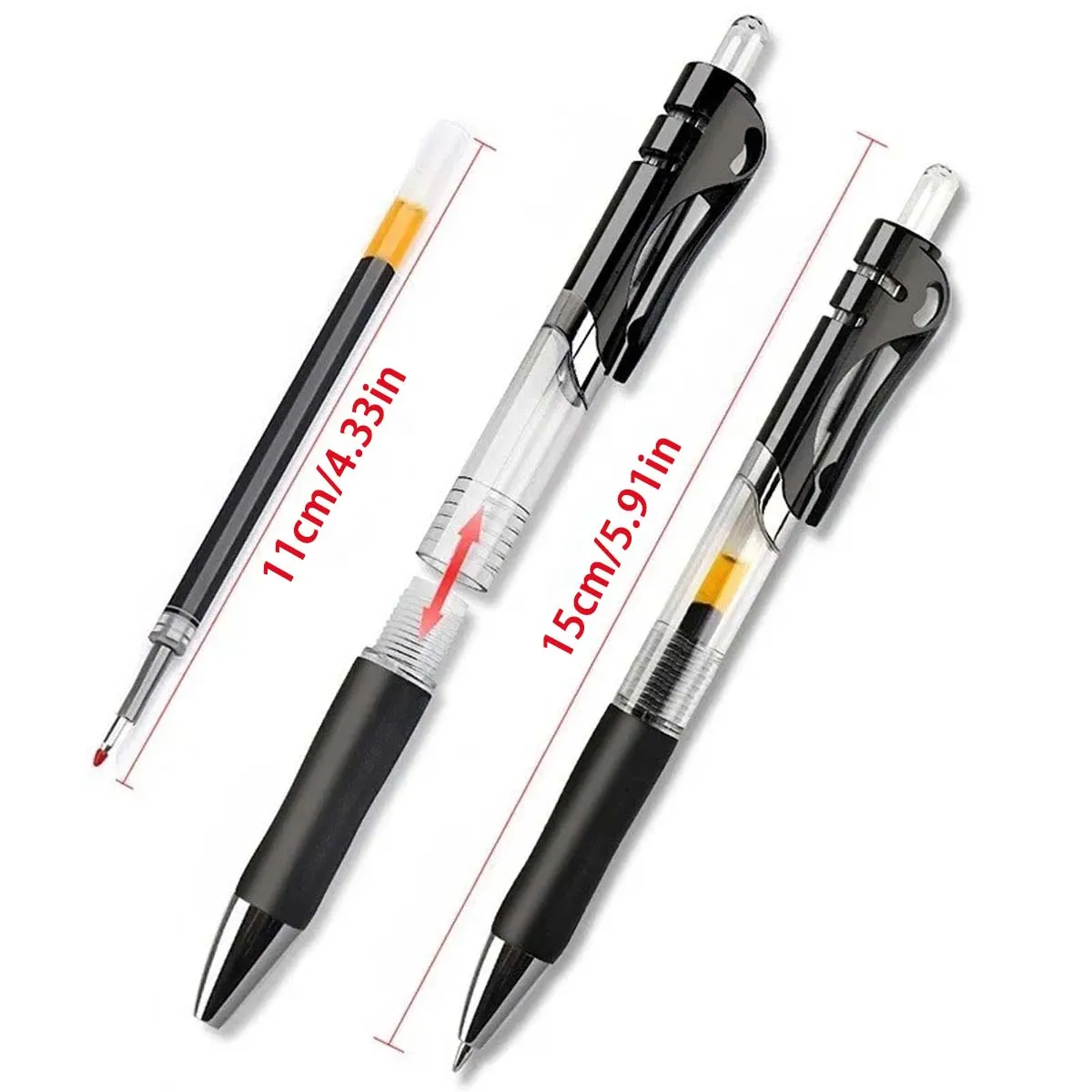 23Pcs/Set Large Capacity 0.5mm Retractable Ballpoint Pen, Black/Red/Blue Replaceable Refill, Student Writing Stationery Supplies