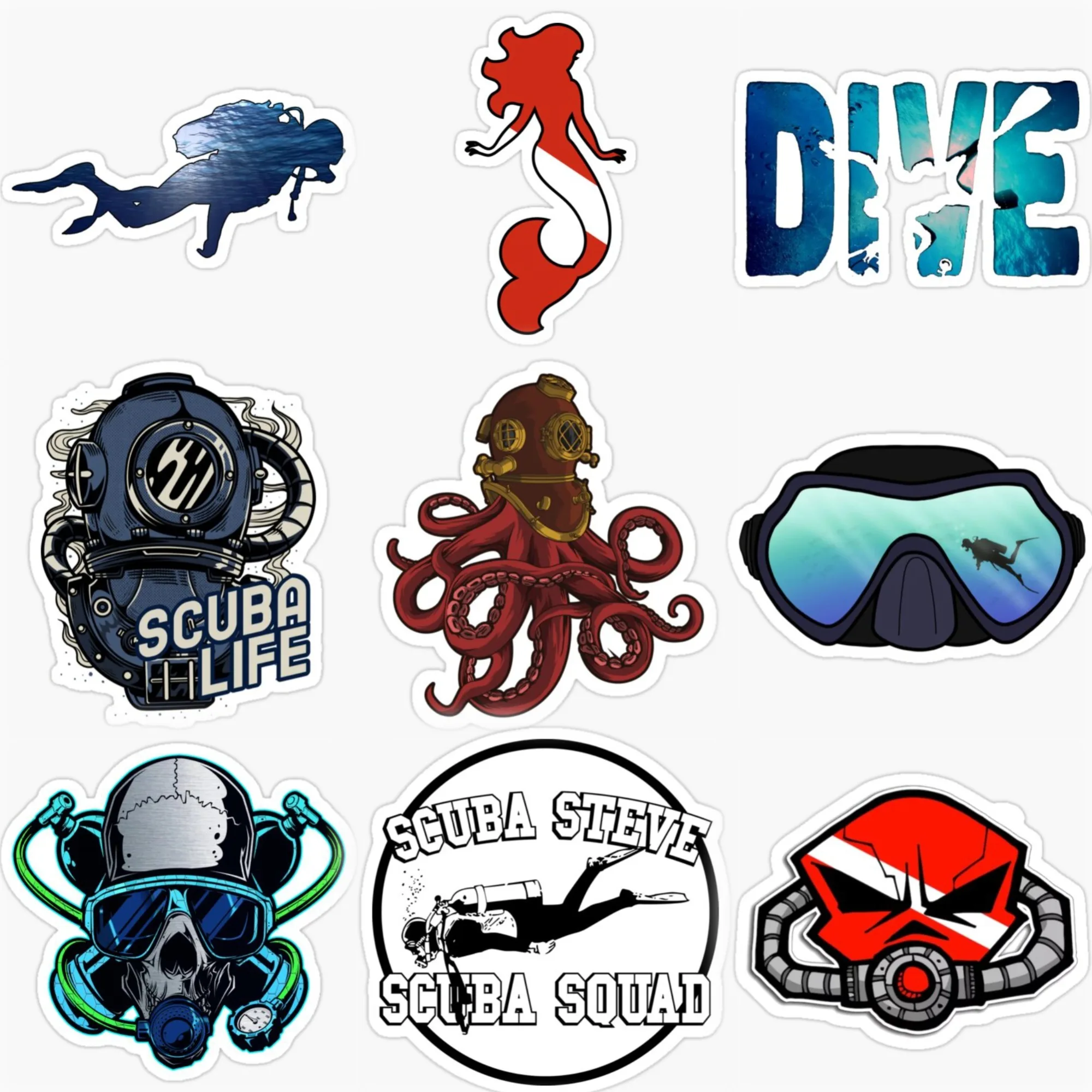

Scuba Diver Diving Flag Skull Creative Car Stickers Accessories Customizable Size Van Truck Bicycle Helmet Wall Decal