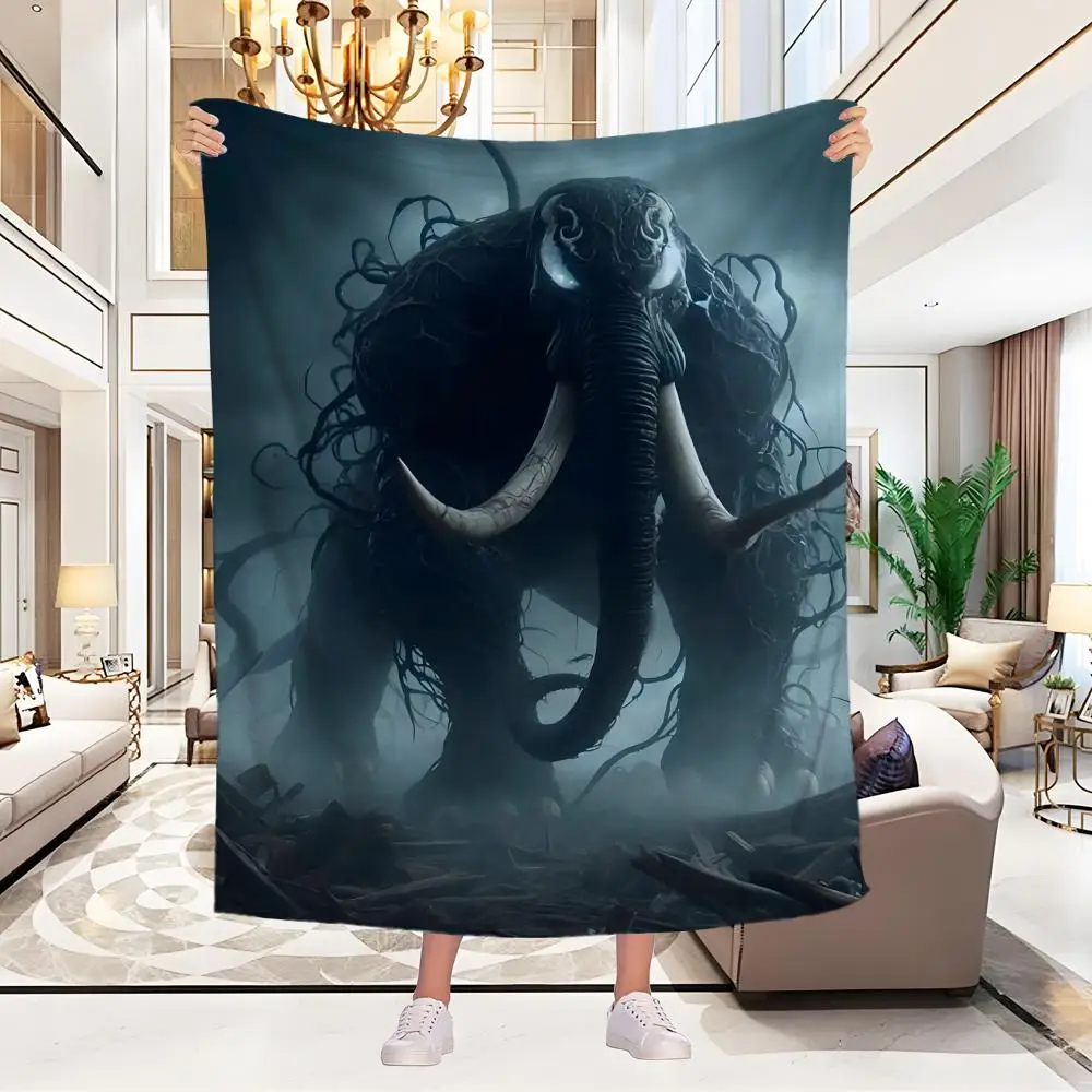 

Ancient Mammoth Throw Blanket Aesthetic Art Flannel Blanket Portable Home Travel Camping Sofa Picnic Thickening Flannel Blanket