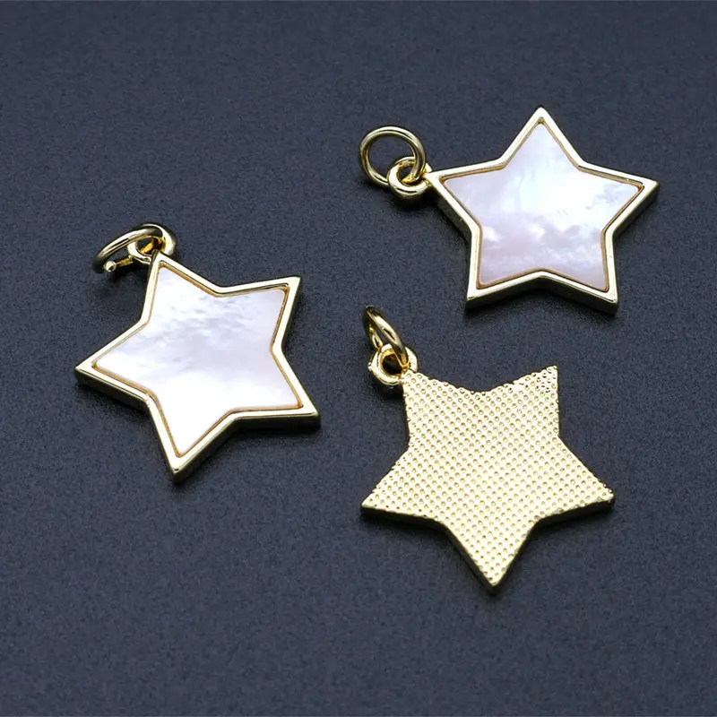 20pcs Natural White Shell Star Shape Pendants For Unisex Jewelry Making Accessory DIY Findings