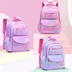 6-12 Years Girls Schoolbag Gradient Color Print Large Capacity Multi-pockets Primary School Kids Students Bookbag School Supply