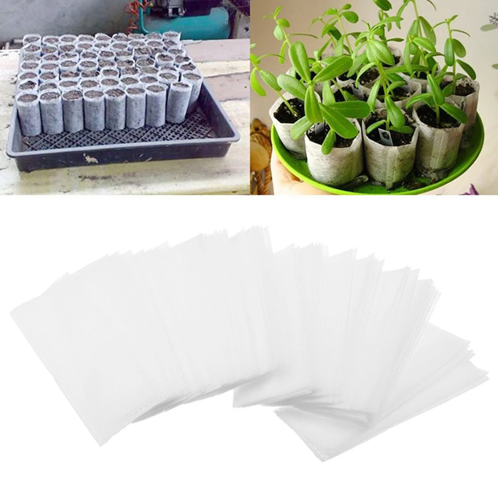 

200Pcs Biodegradable Non-Woven Fabric Nursery Bags Eco-Friendly Plant Grow Pouches High Survival Rate Water Permeable Garden